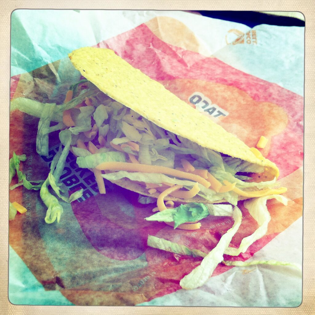 A classic crunchy Taco Bell taco. Photo by David Quitmeyer.