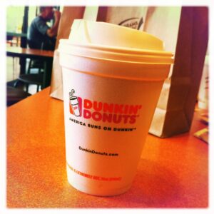 A cup of Dunkin' Donuts coffee. Photo by David Quitmeyer.