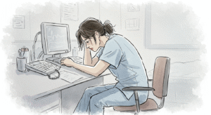 Healthcare Worker Burnout Sketch 01 - generated by David Quitmeyer