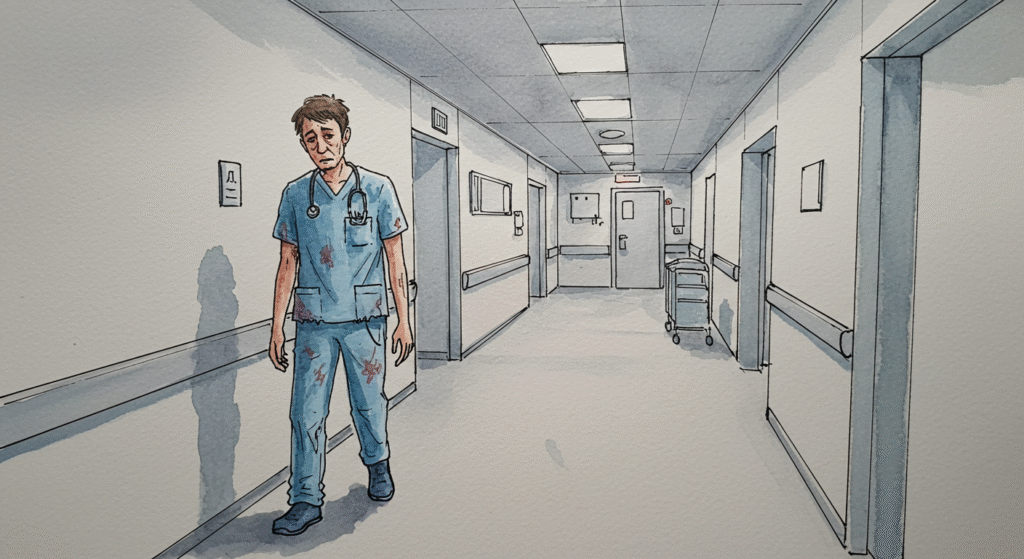 Healthcare Worker Burnout Sketch 02 - generated by David Quitmeyer
