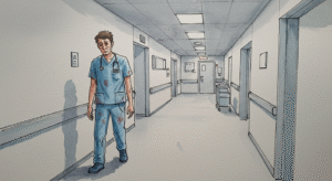 Healthcare Worker Burnout Sketch 02 - generated by David Quitmeyer
