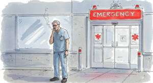 Healthcare Worker Burnout Sketch 03 - generated by David Quitmeyer