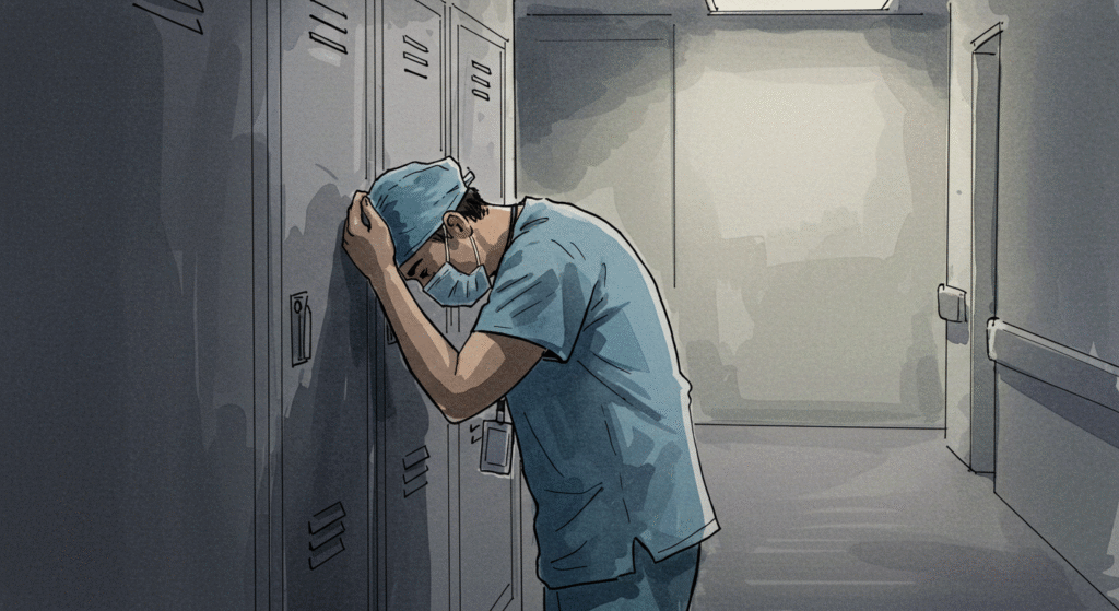 Healthcare Worker Burnout Sketch 04 - generated by David Quitmeyer