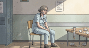 Healthcare Worker Burnout Sketch 05 - generated by David Quitmeyer