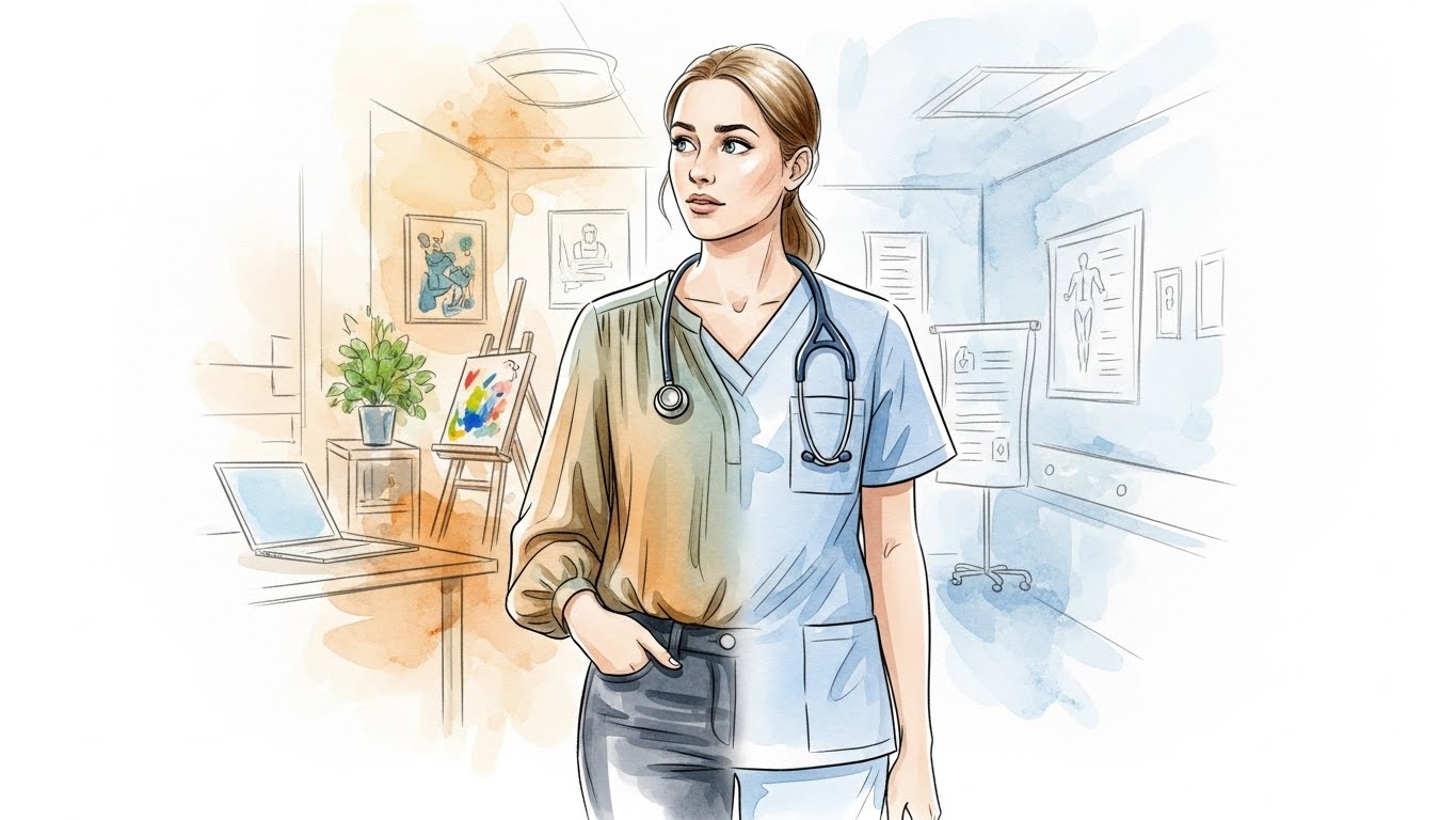 Healthcare Worker Burnout Career Change Sketch 01 - generated by David Quitmeyer